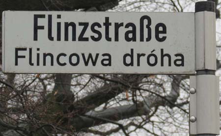 Namensschild für die Flinzstraße in Bautzen