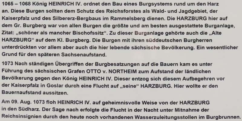 Schautafel auf der Harzburg über die Flucht Königs Heinrich IV.