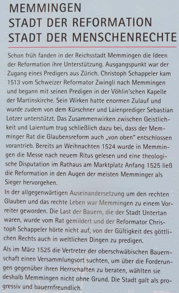 Memmingen - Stadt der Reformation - Stadt der Menschenrechte