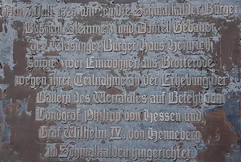 die Gedenktafel am Rathaus in Schmalkalden