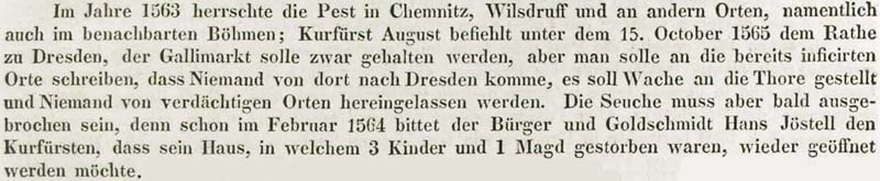 Auch 1563 grassierte in Dresden die Pest ...