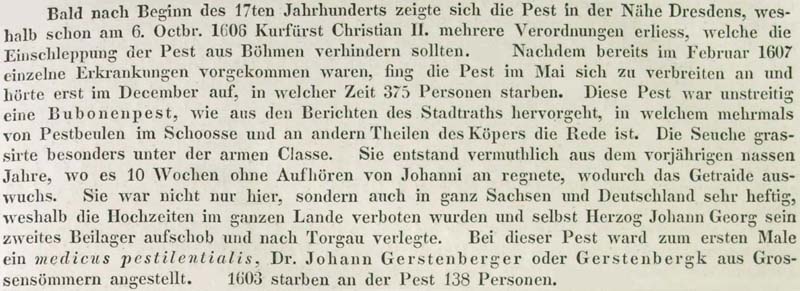An der Pest starben 1607 in Dresden 375 Menschen.