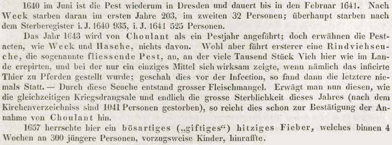 An der Pest starben 1640/41 in Dresden mindestens 235 Menschen.