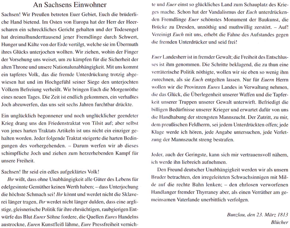 aus ´Sachsen gegen Napoleon´ von Reinhard Köpping, Seiten 14 und 15