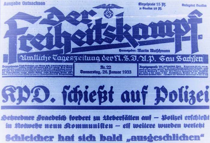 Titelblatt der NSDAP-Zeitung ´Der Freiheitskampf´