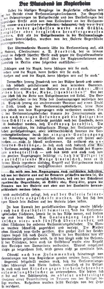 Die ´Dresdner Volkszeitung´ berichtet am 27. Januar 1933