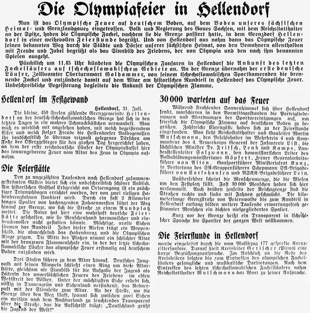 Artikel in der ´Sächsische Volkszeitung´ vom 1. August 1936