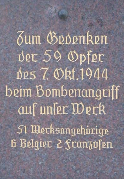 Gedenktafel für die Opfer im Werk Seidel & Naumann