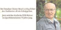 Der dreifache DDR-Meister im Querfeldeinfahren Günter Mosch wird 75.