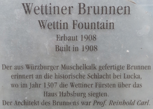 Tafel am Wettiner Brunnen in Lucka