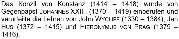 Wordtext über das Konzil von Konstanz