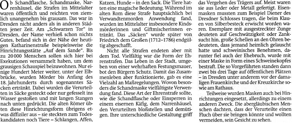 Artikel der ´Sächsischen Zeitung´ vom 6. Dezember 2014