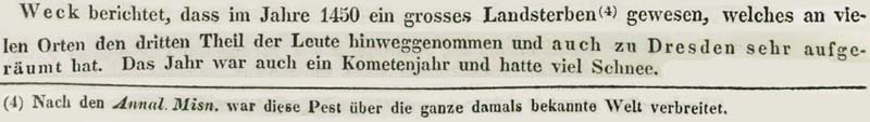 Auch 1450 grassierte in Dresden die Pest ...