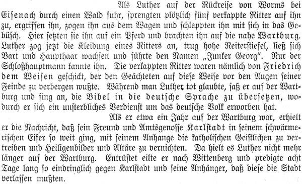 Luther auf der Wartburg, Sächsisches Realienbuch von 1920, Seite 71