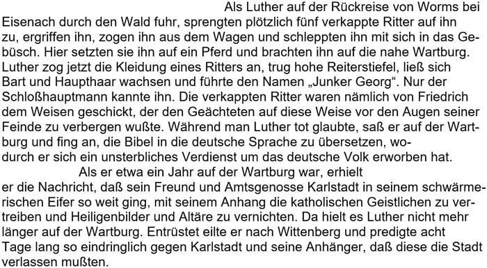 Text zu ´Luther auf der Wartburg´, Sächsisches Realienbuch von 1920, Seite 71