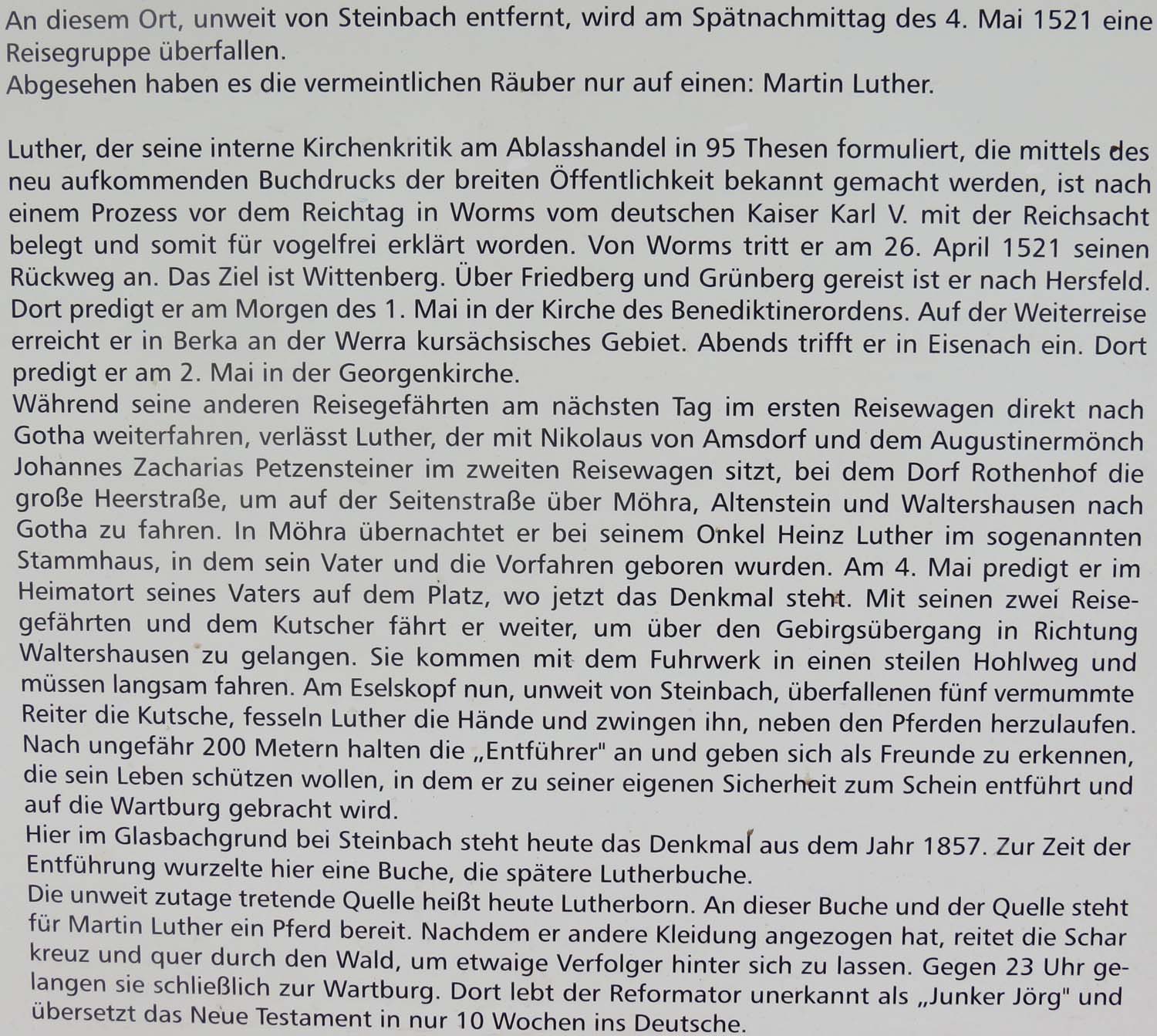 Text an einer Schautafel in der Nähe von Steinbach