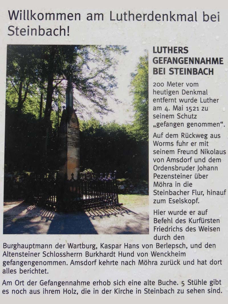 Gedenksäule am Ort der Entführung von Martin Luther