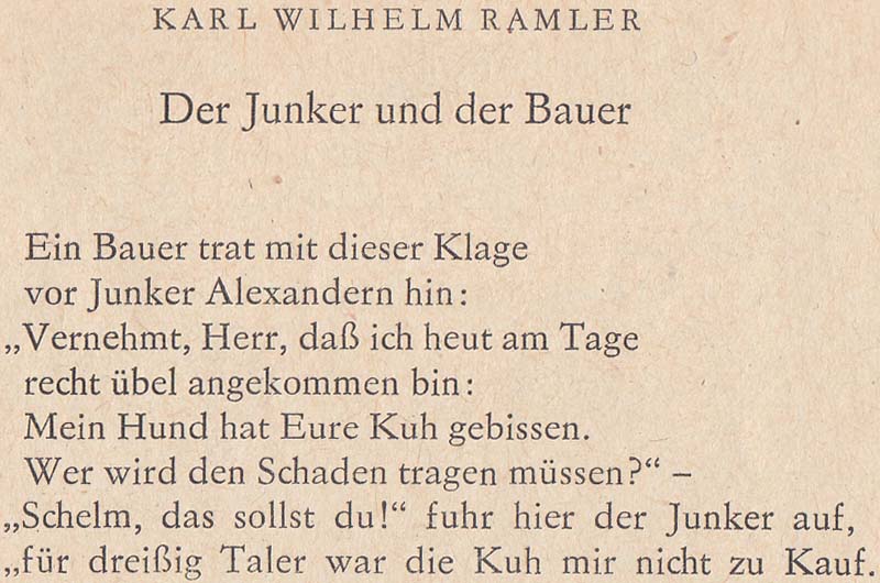 Karl Wilhelm Ramler: Der Junker und der Bauer - Teil 1