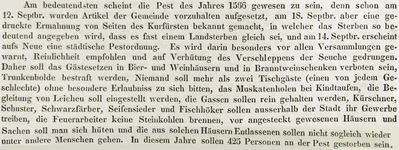 Auch 1566 grassierte in Dresden die Pest ...