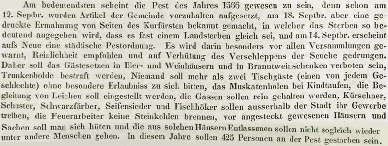Auch 1566 grassierte in Dresden die Pest ...