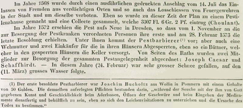 Auch 1572 grassierte in Dresden die Pest ...