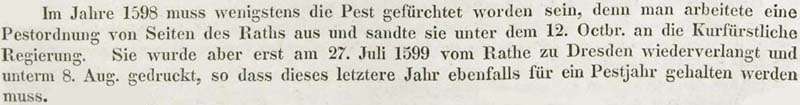 1585 sterben in Dresden 1.209 Menschen an der Pest.