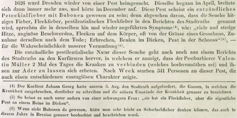 An der Pest starben 1626 in Dresden 341 Menschen.