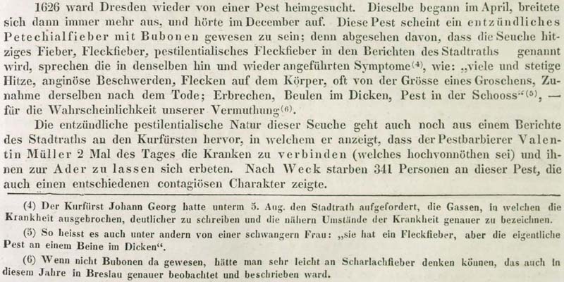 An der Pest starben 1626 in Dresden 341 Menschen.