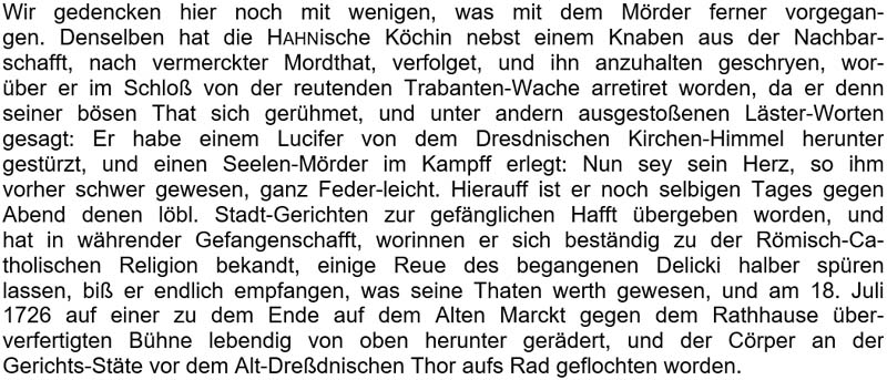 Text zu: Der Mörder des protestantischen Priesters Hahn wird am 18. Juli 1726 hingerichtet