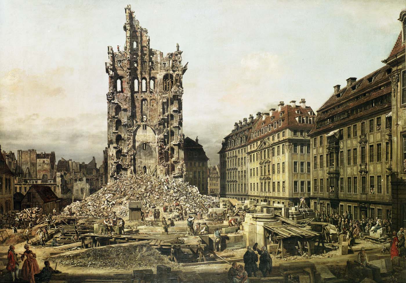 Die Trümmer der Kreuzkirche in Dresden 1763