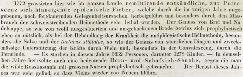 1772 grassiert in Dresden ein epidemisches Fieber, das 3.052 Menschenleben fordert.