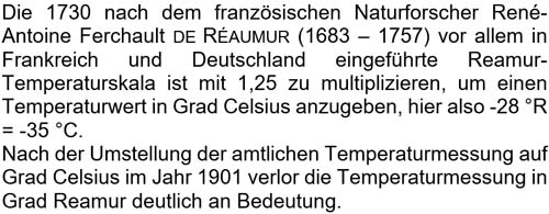 Die 1730 nach dem französischen Naturforscher René-Antoine Ferchault de Réaumur ...