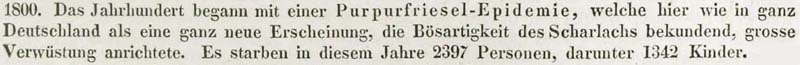 Ganz Deutschland leidet 1800 unter einer Scharlach-Epedemie - allein in Dresden sterben 2.397 Menschen.