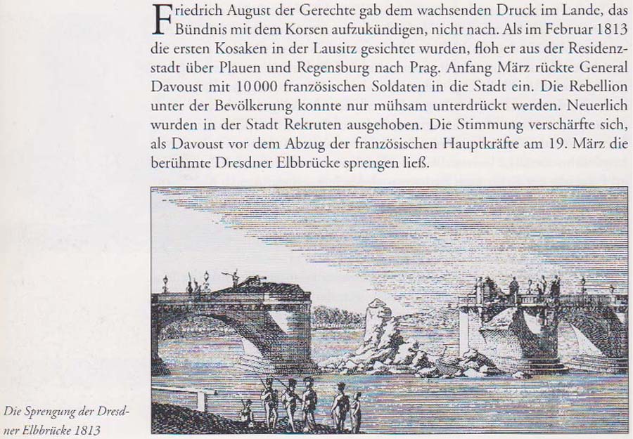 Zeichnung der gesprengten Augustusbrücke
