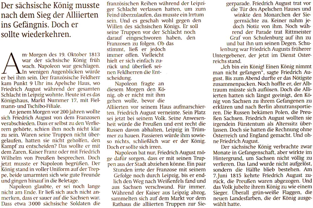 Artikel in der ´Sächsischen Zeitung´ vom 12. Oktober 2013