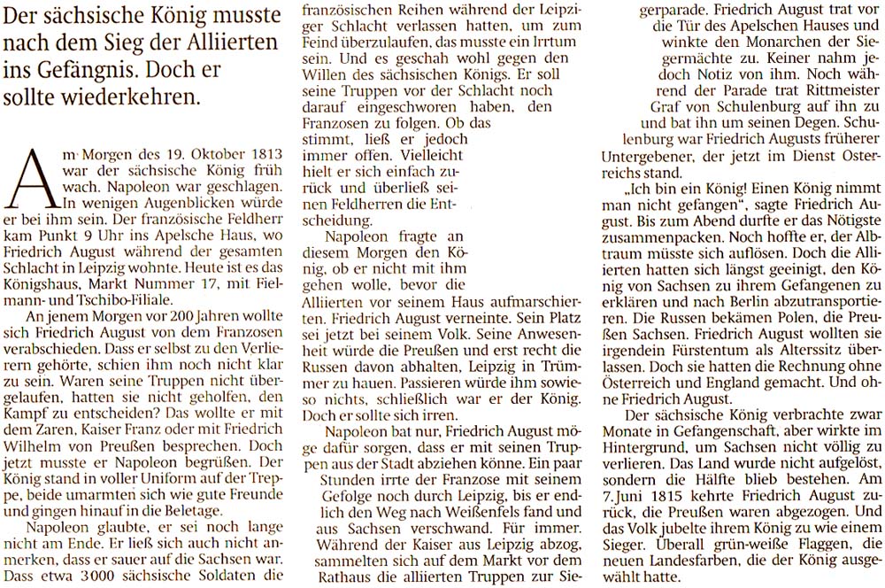 Artikel in der ´Sächsischen Zeitung´ vom 12. Oktober 2013