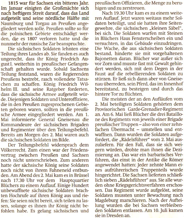 aus ´Sächsische Zeitung´ vom 13. Juni 1815, Seite M5