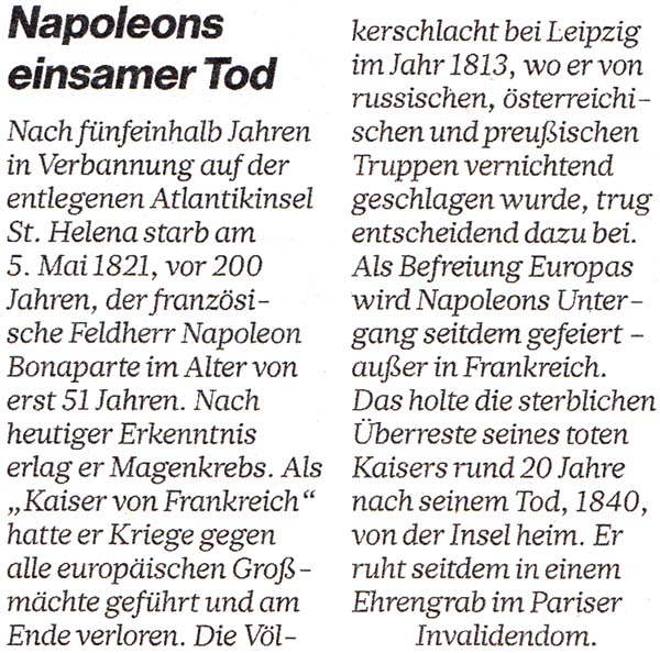 Napoleons einsamer Tod