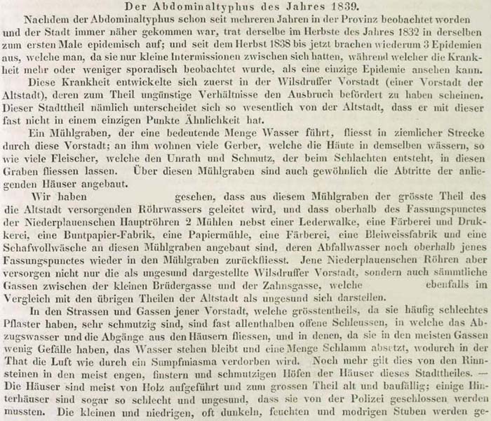 1839 sorgen Unrat, Schmutz und Unreinlichkeit der Menschen für Typhus-Epedemien. - Teil 1