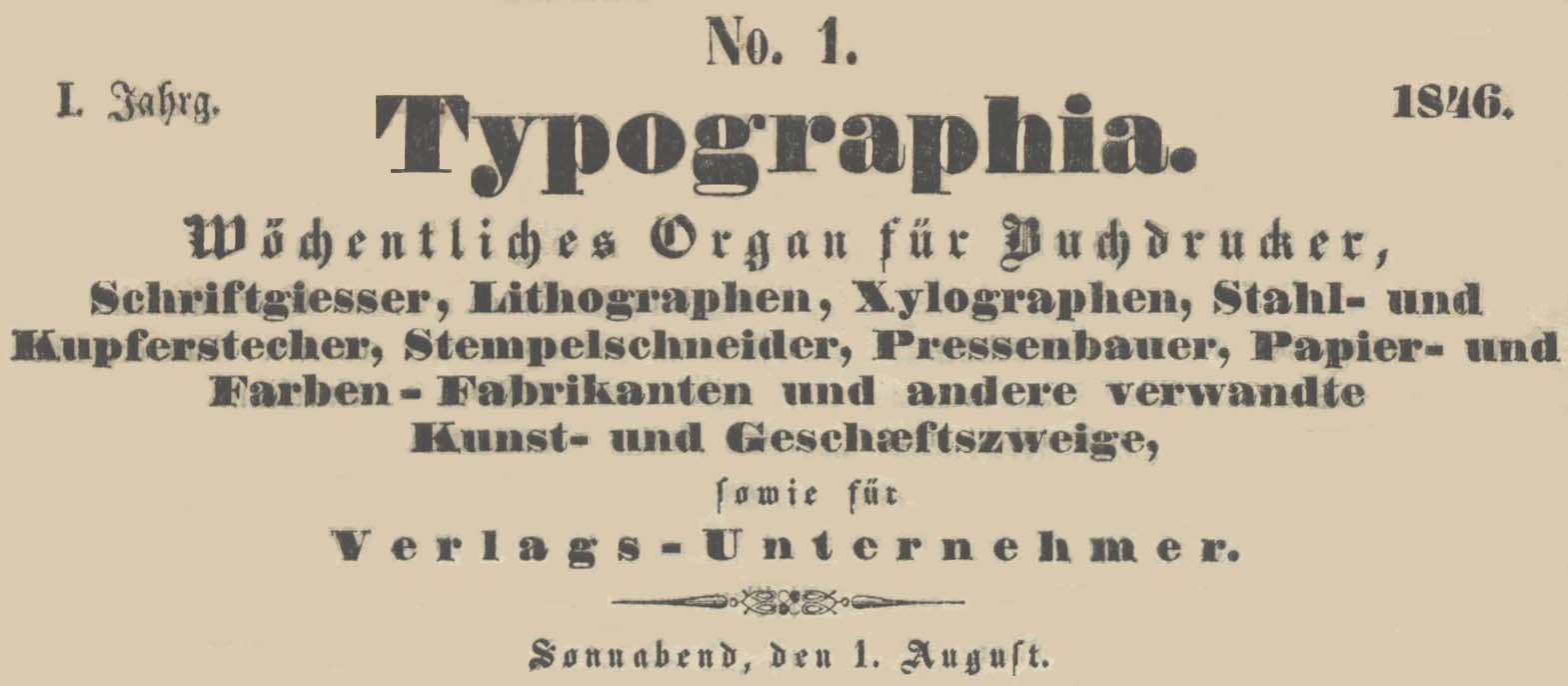 Logo der ´Typographia´ vom 1. August 1846