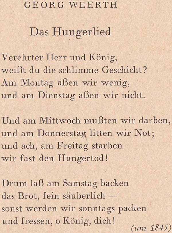 Georg Weerth: Das Hungerlied