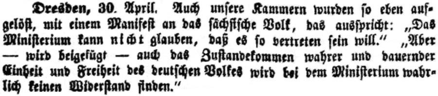 Artikel im ´Vorwärts´ vom 3. Mai 1849