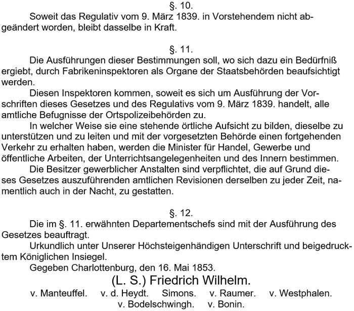 Text zum ´Gesetz gegen die Kinderarbeit´ vom 16. März 1853 - Teil 3