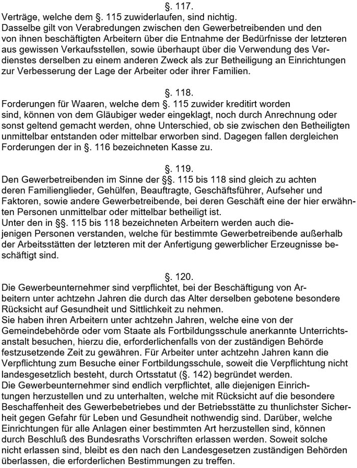 Text zum ´Gesetz, betreffend die Abänderung der Gewerbeordnung´ vom 17. Juli 1878 - Teil 4