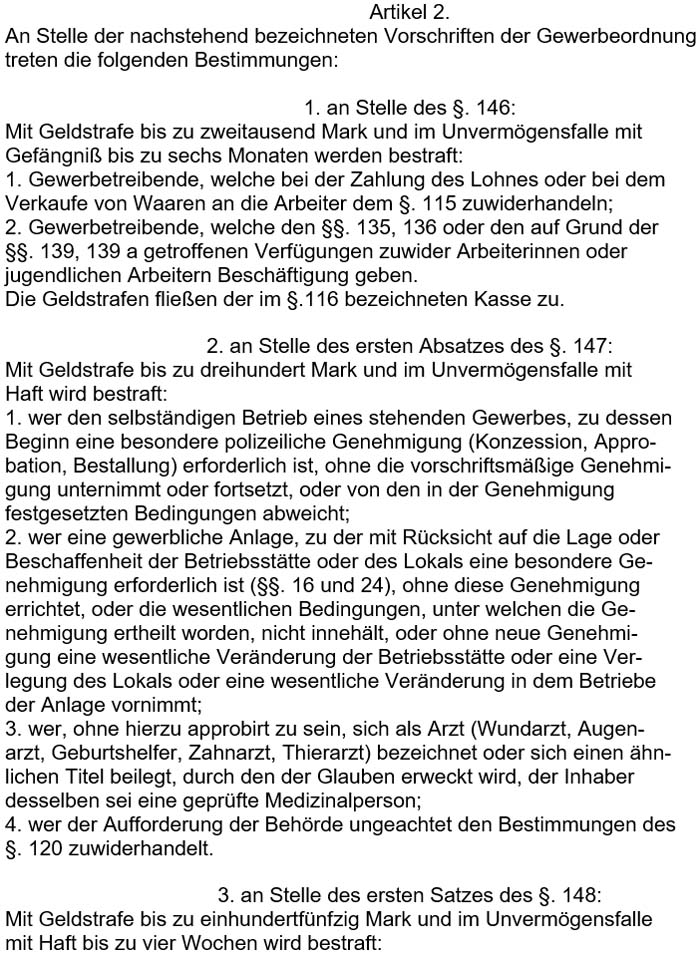 Text zum ´Gesetz, betreffend die Abänderung der Gewerbeordnung´ vom 17. Juli 1878 - Teil 13