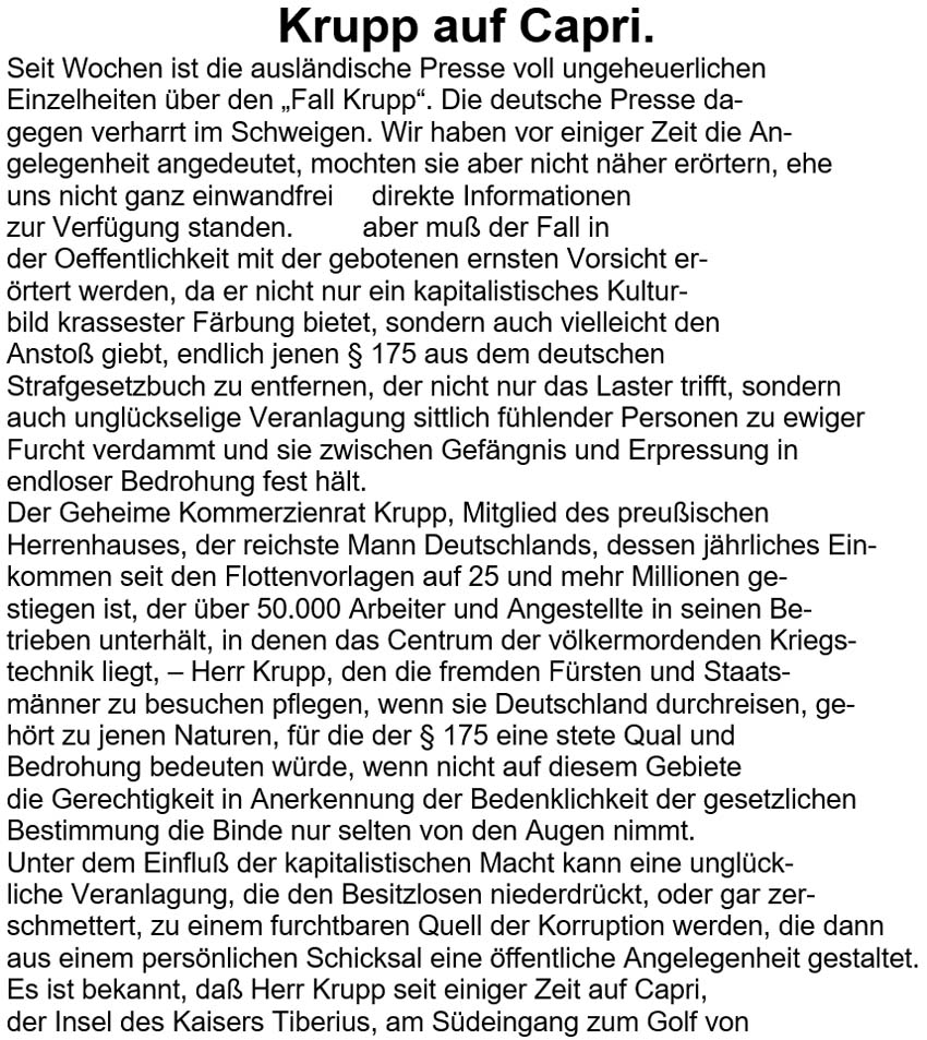 Text zum Artikel im ´Vorwärts´ vom 15. November 1902 - Teil 1