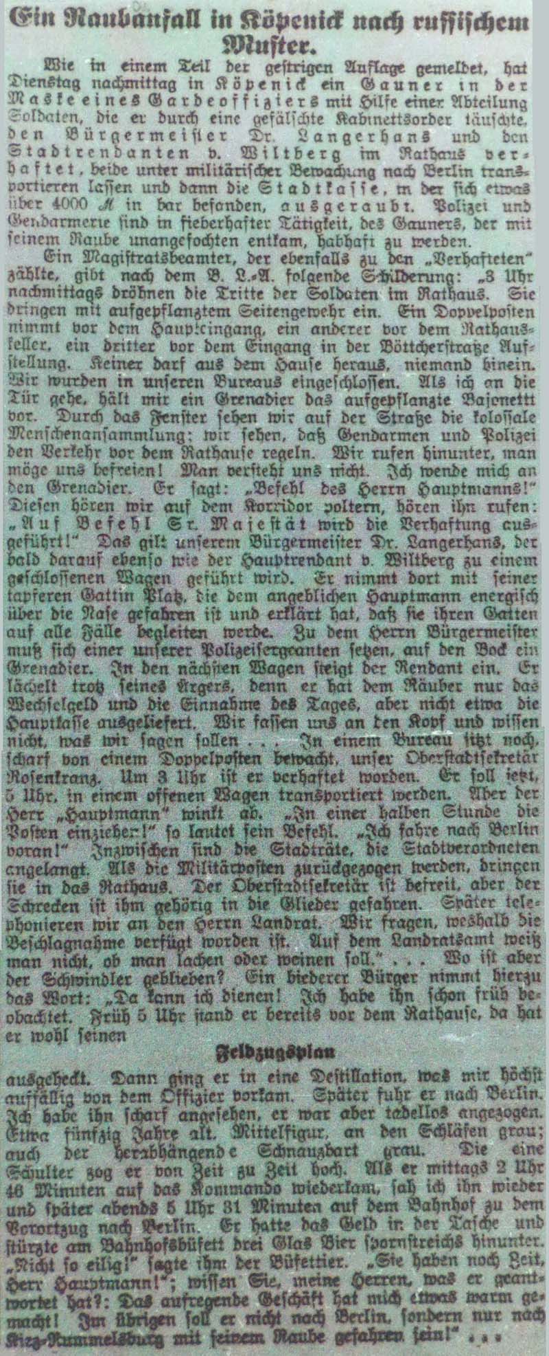Text zum Artikel in ´Dresdner Anzeiger´ vom 18. Oktober 1906 - Teil 1