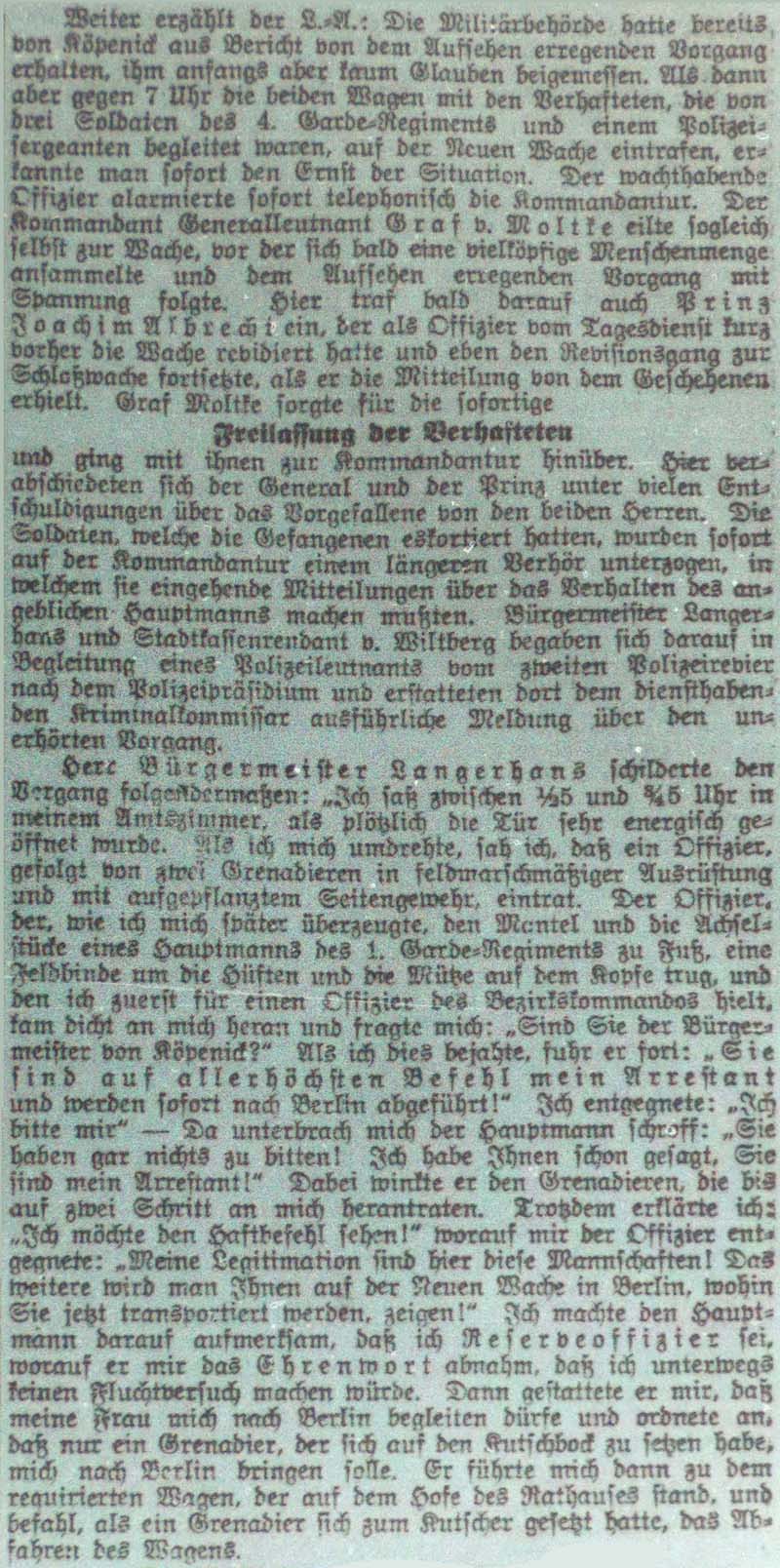 Artikel in ´Dresdner Anzeiger´ vom 18. Oktober 1906 - Teil 2