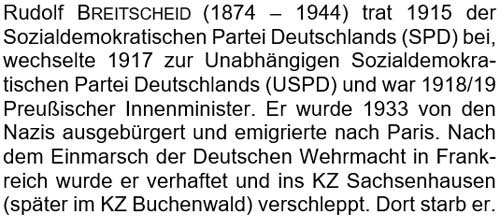 Rudolf Breitscheid (1874 - 1944) trat 1915 der Sozialdemokratischen Partei Deutschlands (SPD) bei ...