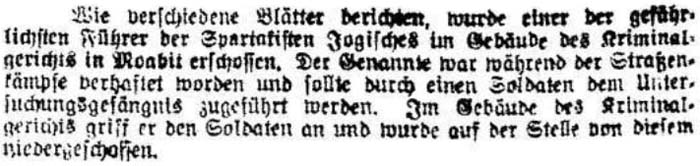 Artikel der ´Dresdner Volkszeitung´ vom 11.3.1919